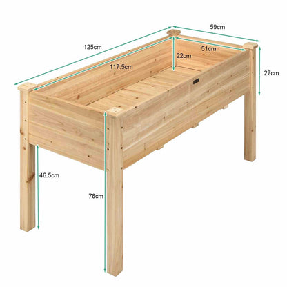 Wooden Raised Garden Bed w/ Sun-Protective PE Cover Elevated Planter Box w/ Legs