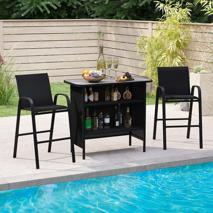 3 Piece Outdoor Bar Set, Patio Bar Height Table & Chairs