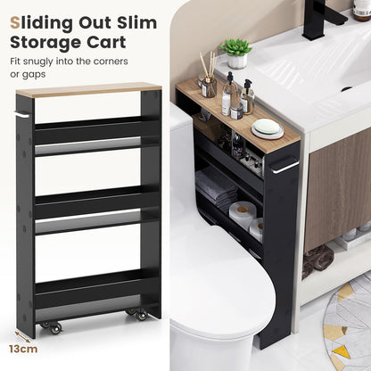 Giantex 4-Tier Slim Storage Cart, Narrow Mobile Serving Cart
