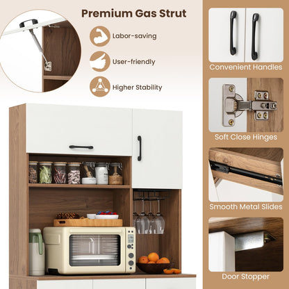 Giantex 167cm Tall Pantry Cabinet w/Hutch & Power Outlets