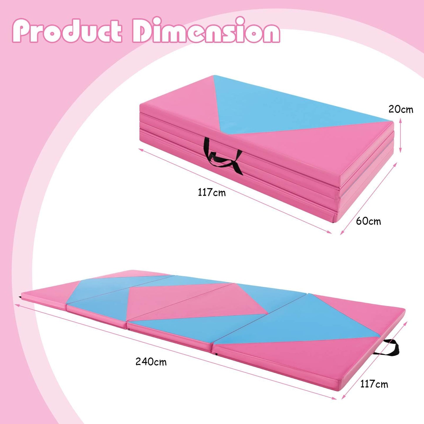 117 x 60 x 20 cm Gymnastics Mat, 4-fold Tumbling Mat