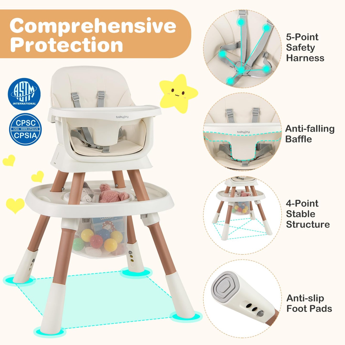 16-in-1 Baby High Chair, Convertible Highchair for Babies and Toddlers