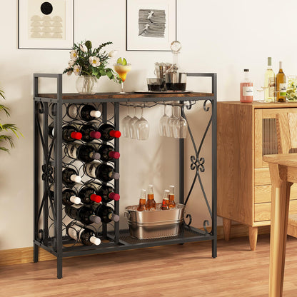 21 Bottle Wine Rack, Freestanding Floor Wine Bottle Organizer